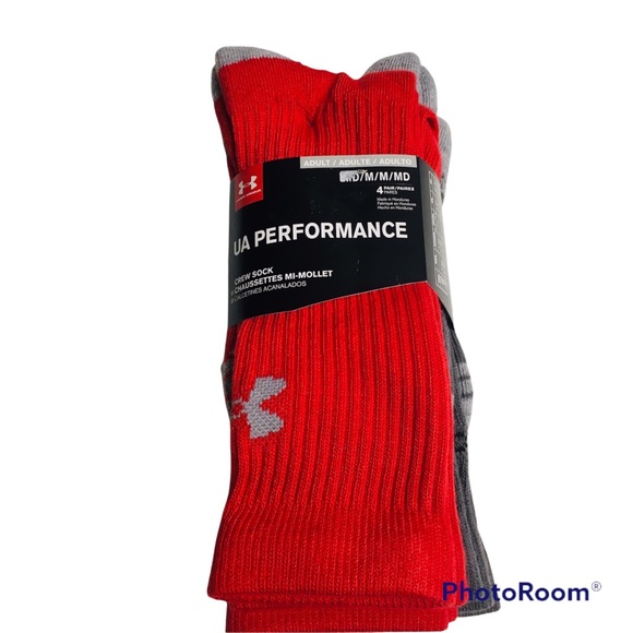 NWT Under Armour 4-Pk Athletic Crew Socks Sz M; Men's 4-8.5, Women's 7-10.5 NEW - Picture 2 of 13